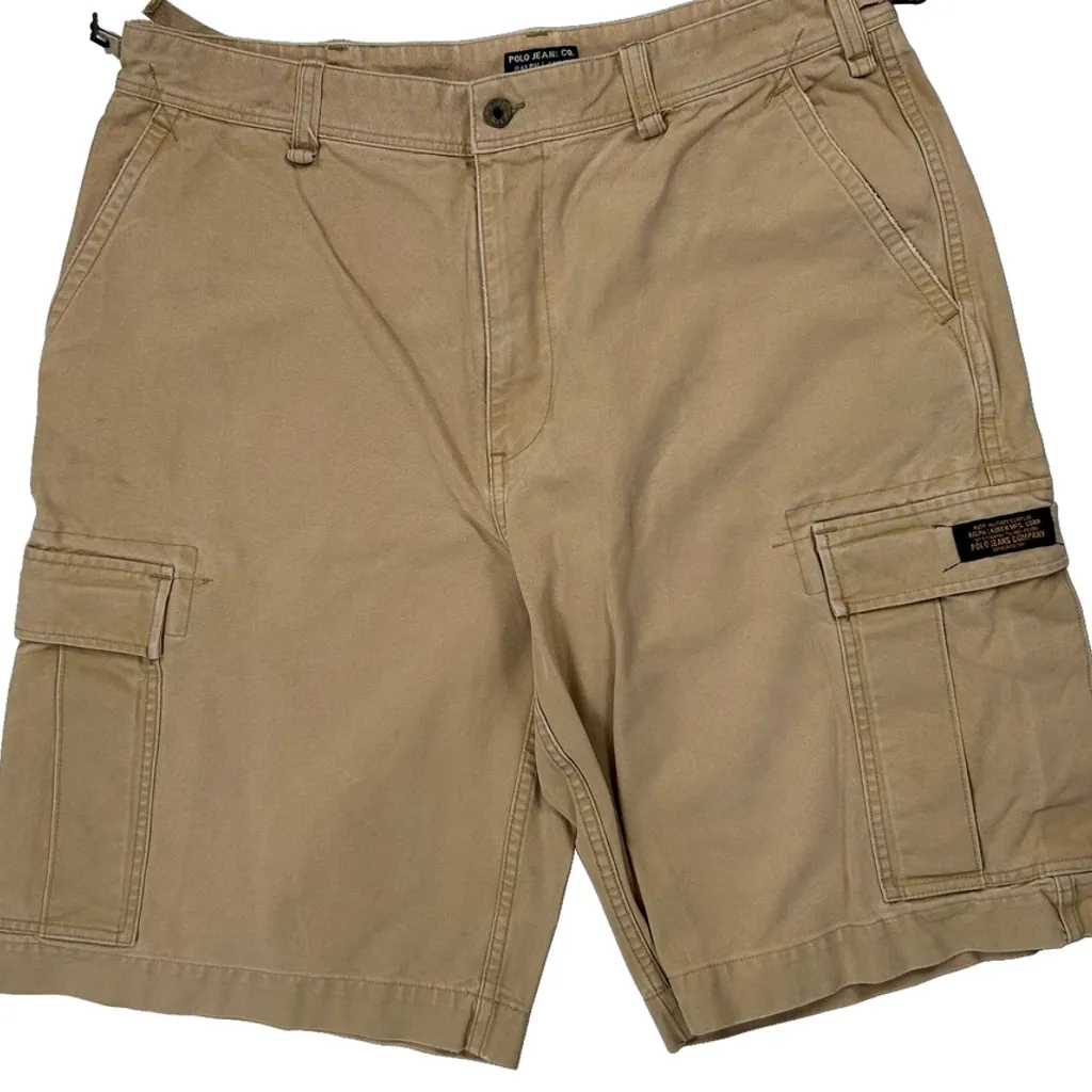 Polo By Ralph Lauren Cargo Shorts - 38″ Waist Beige Cotton - Image 10