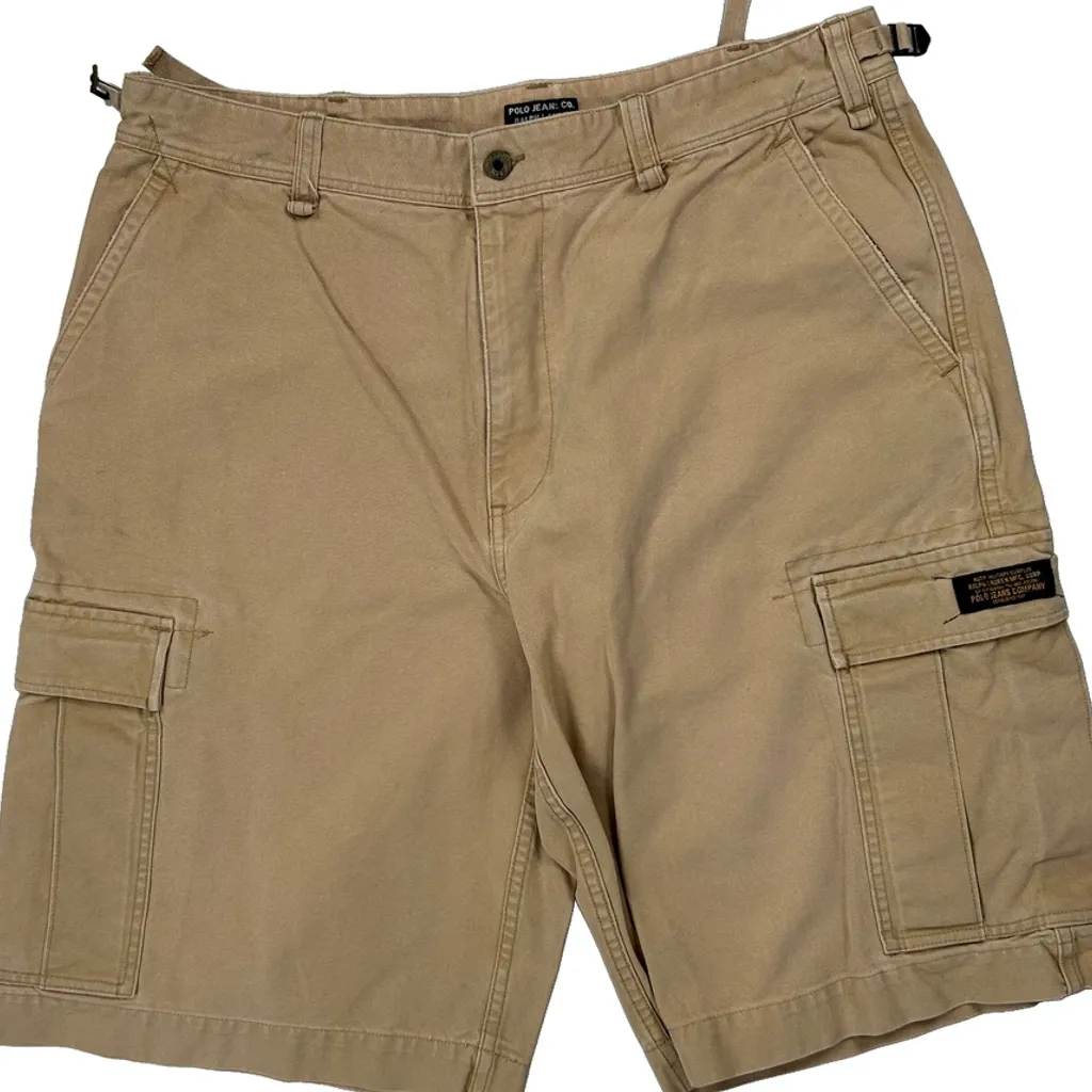 Polo By Ralph Lauren Cargo Shorts - 38″ Waist Beige Cotton - Image 9