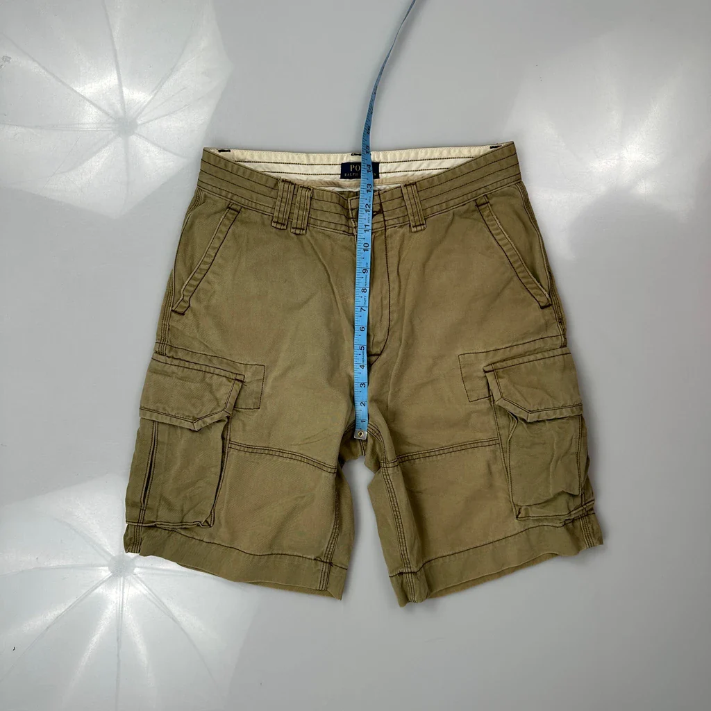 Polo By Ralph Lauren Cargo Shorts - 32W 11L Khaki Cotton - Image 4