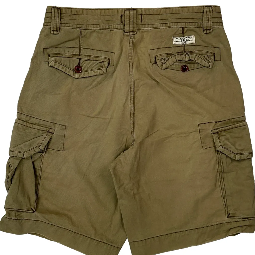 Polo By Ralph Lauren Cargo Shorts - 32W 11L Khaki Cotton - Image 7