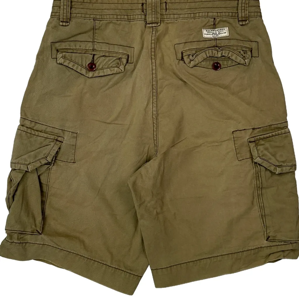 Polo By Ralph Lauren Cargo Shorts - 32W 11L Khaki Cotton - Image 8