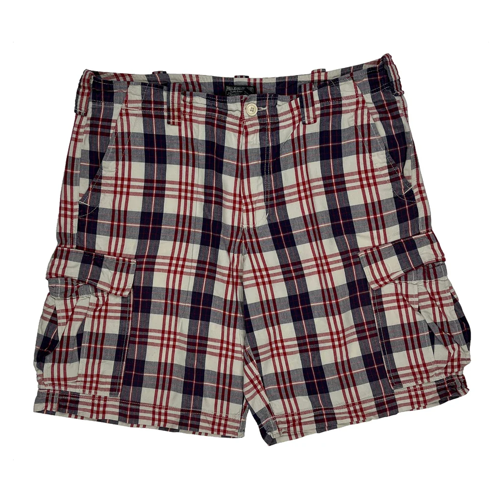 Polo By Ralph Lauren Checked Cargo Shorts - 40W 10L Multicoloured Cotton - Image 2