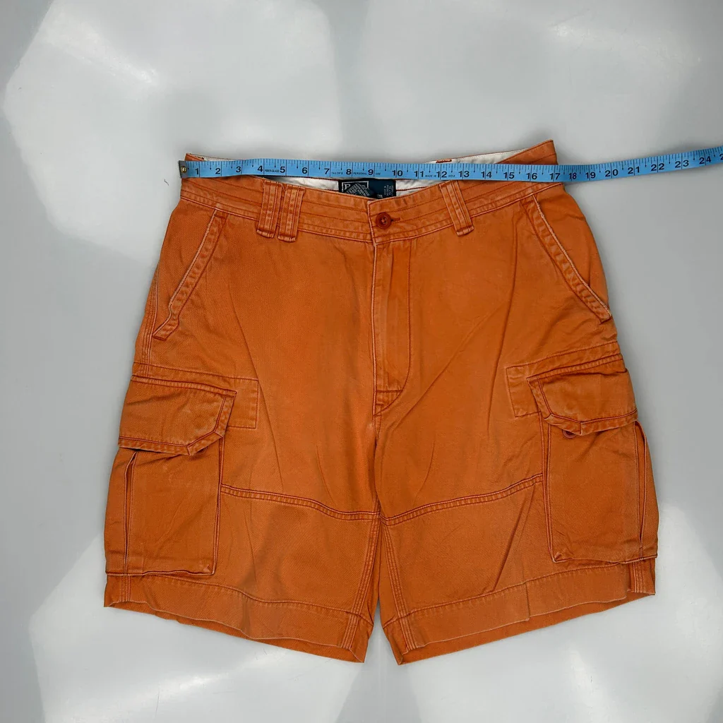 Polo By Ralph Lauren Cargo Shorts - 34W 9L Orange Cotton - Image 3