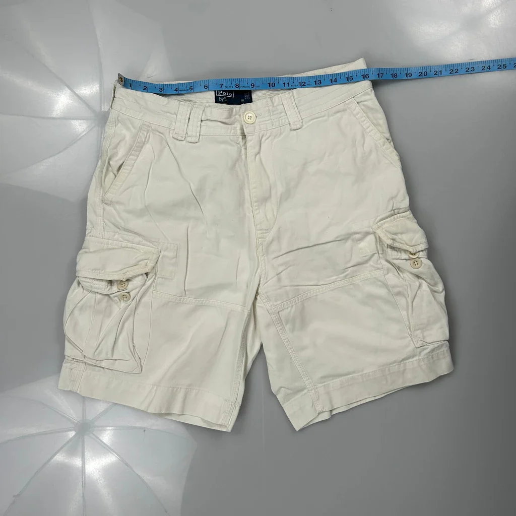 Polo By Ralph Lauren Cargo Shorts - 32W 10L White Cotton - Image 3