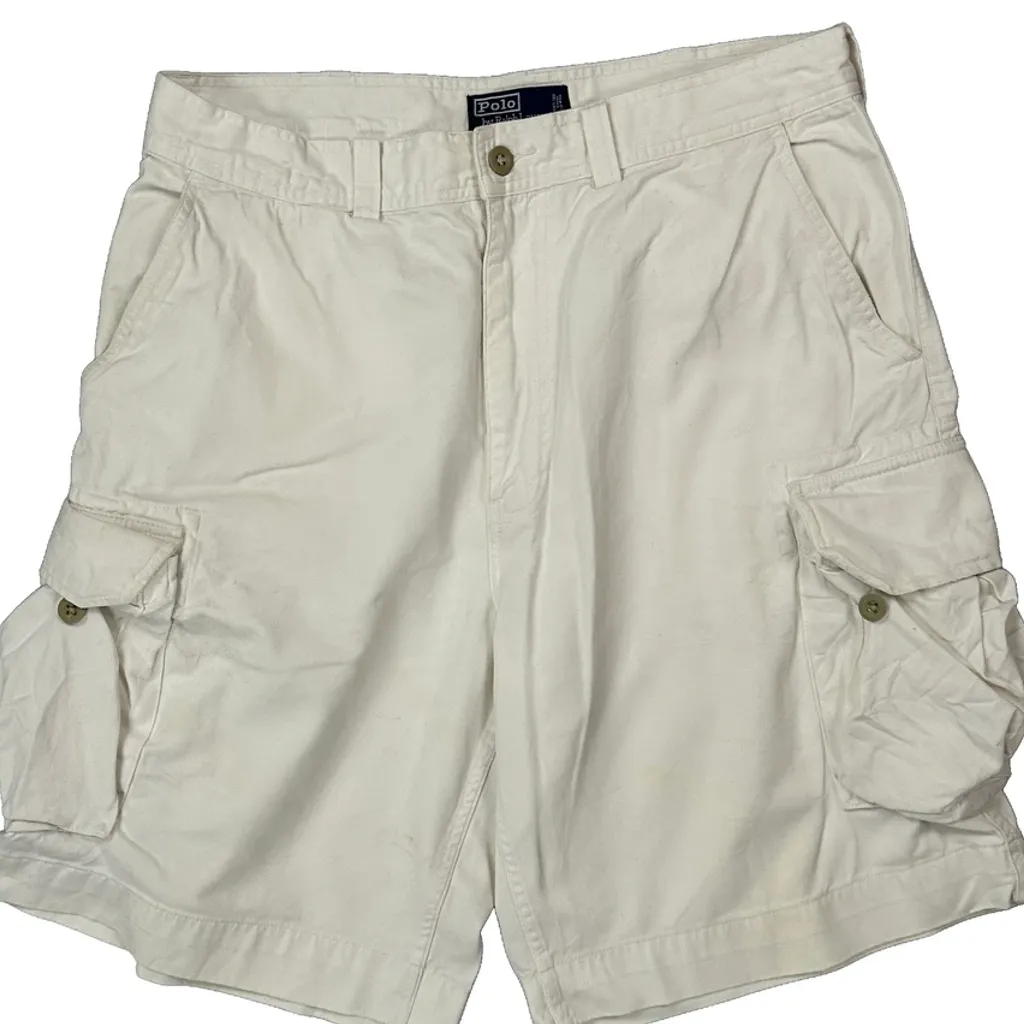 Polo By Ralph Lauren Cargo Shorts - 34W 10L White Cotton - Image 9