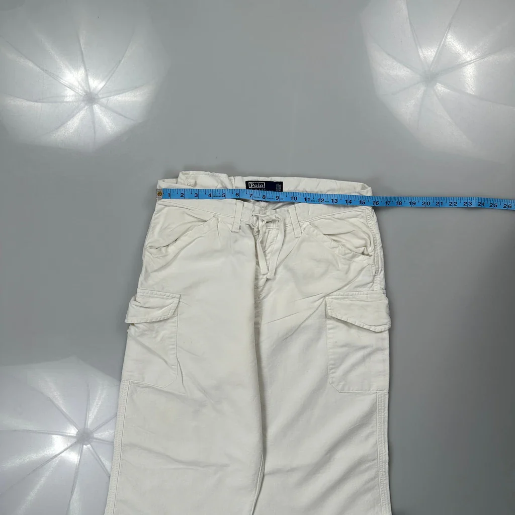 Polo By Ralph Lauren Cargo Trousers - 31W 29L White Cotton - Image 3