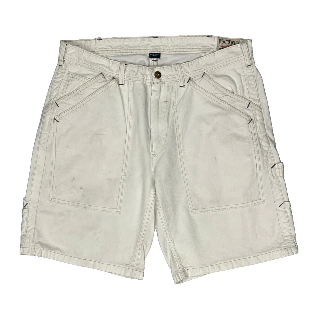 Polo By Ralph Lauren Double Pocket Carpenter Shorts - 33W 10L White Cotton - Image 2