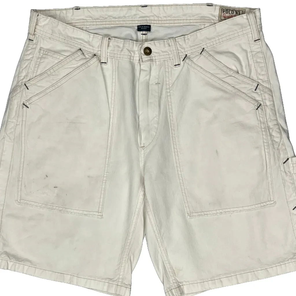 Polo By Ralph Lauren Double Pocket Carpenter Shorts - 33W 10L White Cotton - Image 9