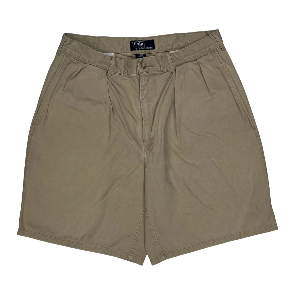 Polo By Ralph Lauren Pleated Chino Shorts - 30W 7L Beige Cotton - Image 2