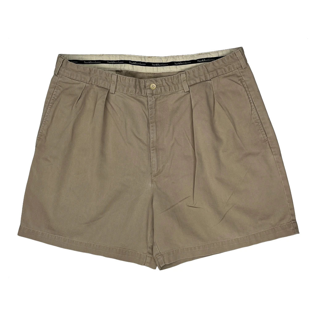 Polo By Ralph Lauren Pleated Chino Shorts - 36W 7L Beige Cotton - Image 2