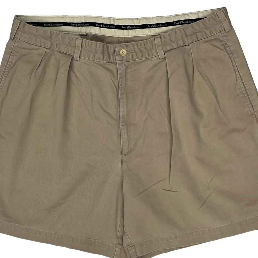Polo By Ralph Lauren Pleated Chino Shorts - 36W 7L Beige Cotton - Image 9