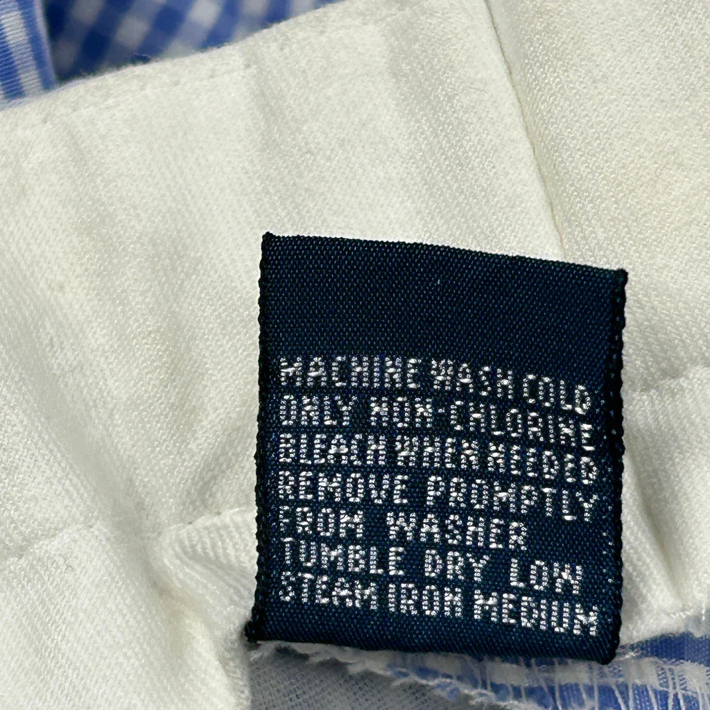 Polo By Ralph Lauren Checked Pleated Chino Shorts - 34W 6L Blue Cotton - Image 8