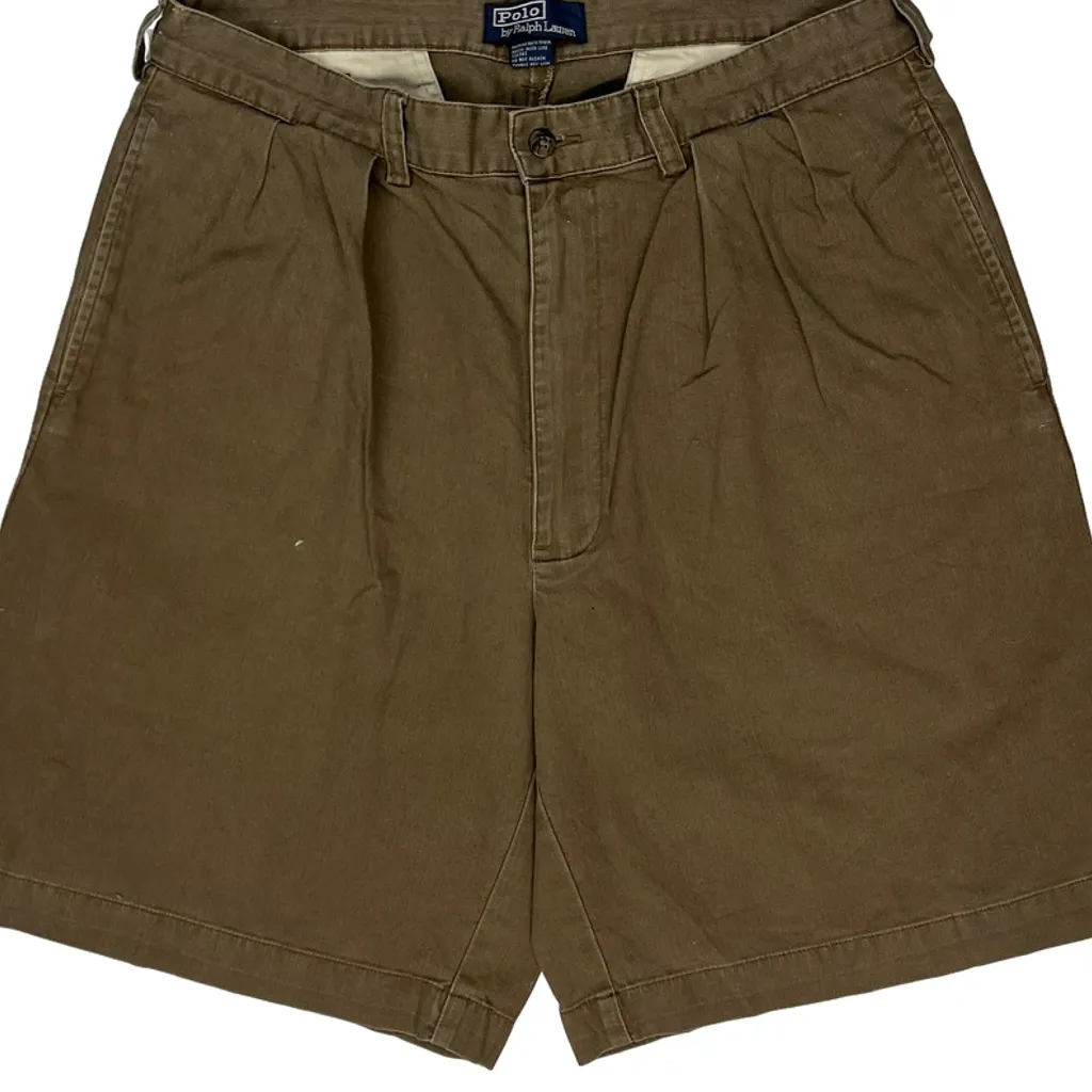 Polo By Ralph Lauren Pleated Olive Chino Shorts - 36W 8L Brown Cotton - Image 9