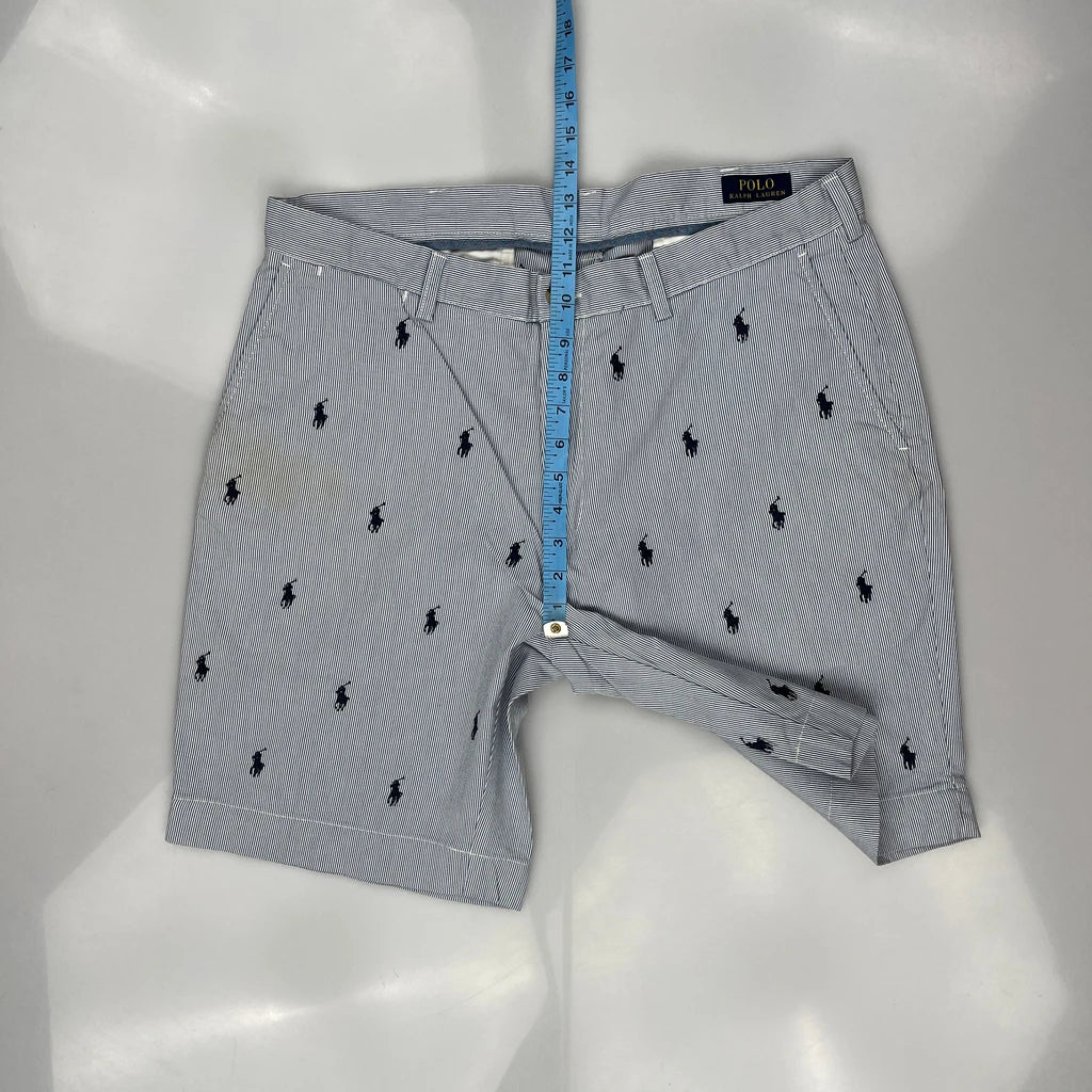 Polo By Ralph Lauren All Over Pony Striped Chino Shorts - 35W 8L Grey Cotton - Image 4