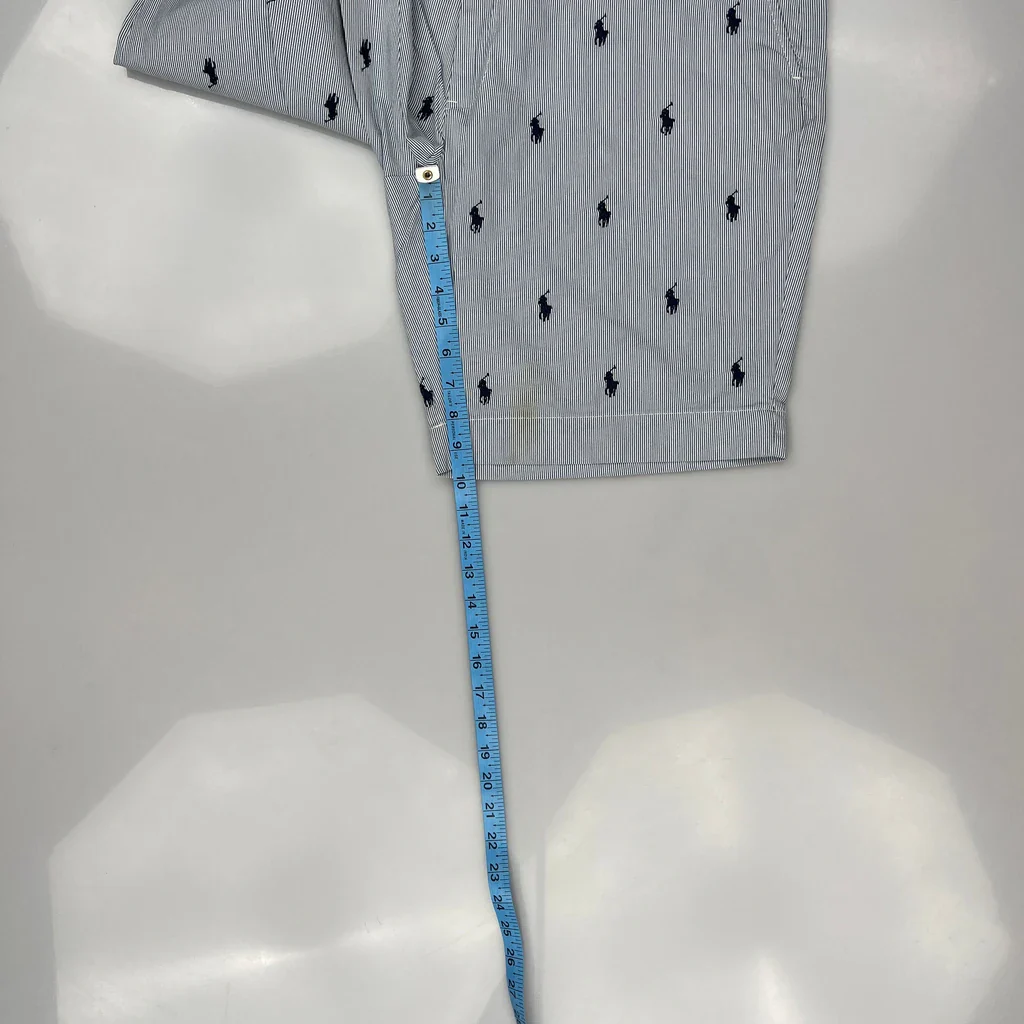 Polo By Ralph Lauren All Over Pony Striped Chino Shorts - 35W 8L Grey Cotton - Image 5