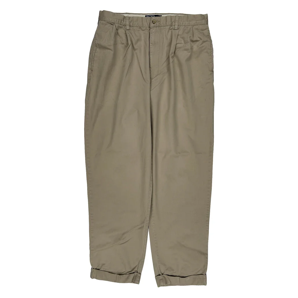 Polo By Ralph Lauren Pleated Chinos - 33W 30L Beige Cotton - Image 2