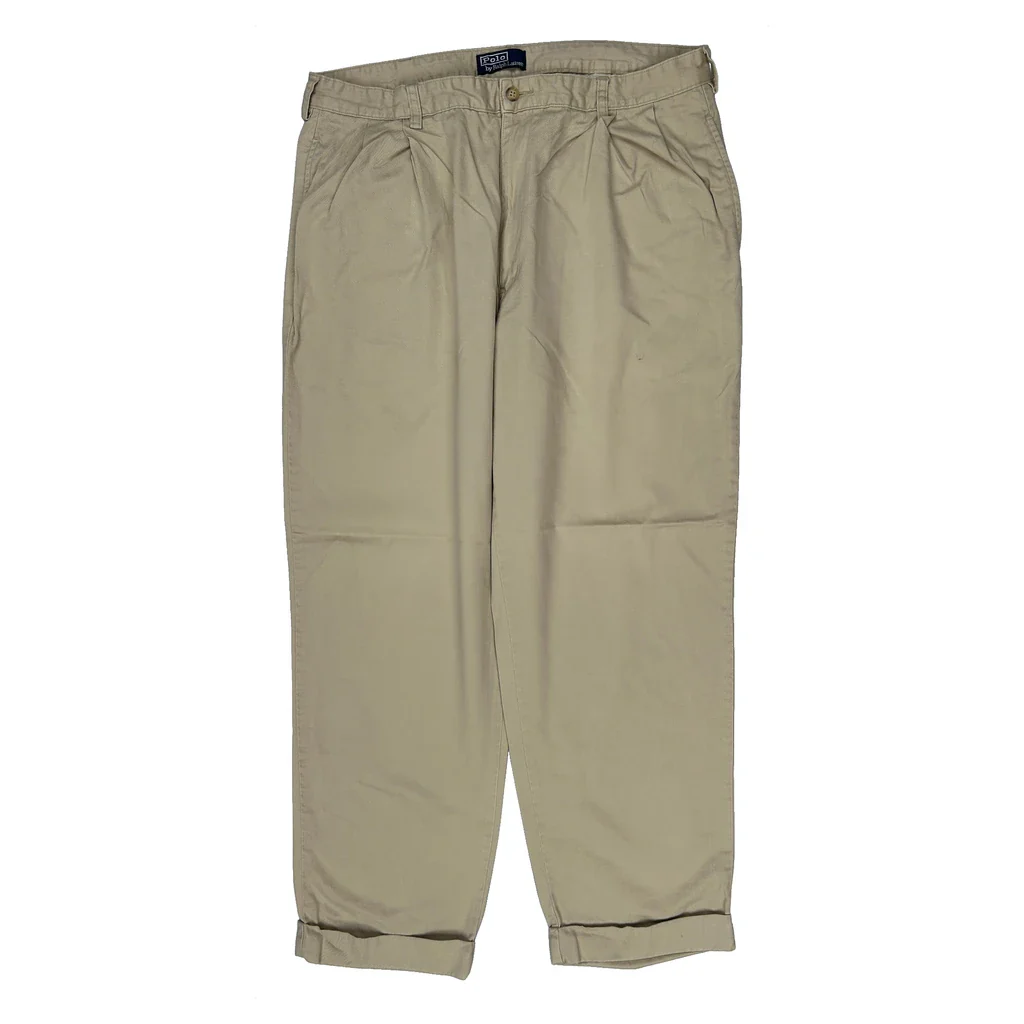 Polo By Ralph Lauren Pleated Loose Fit Chinos - 36W 30L Beige Cotton - Image 2