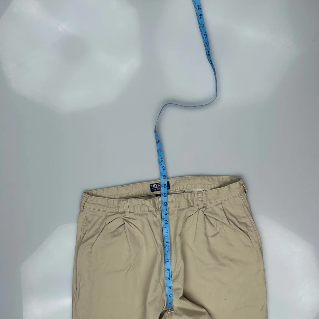 Polo By Ralph Lauren Pleated Loose Fit Chinos - 36W 30L Beige Cotton - Image 4