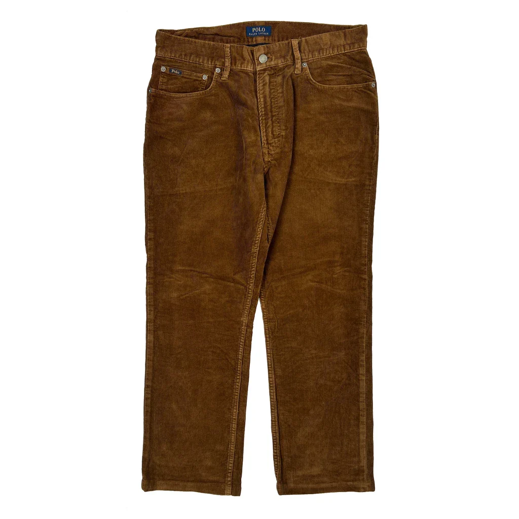 Polo By Ralph Lauren Cord Trousers - 32″ Waist Brown Corduroy - Image 2