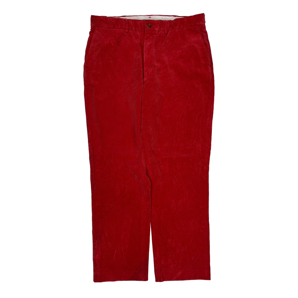 Polo By Ralph Lauren Cord Trousers - 34″ Waist Red Cotton - Image 2