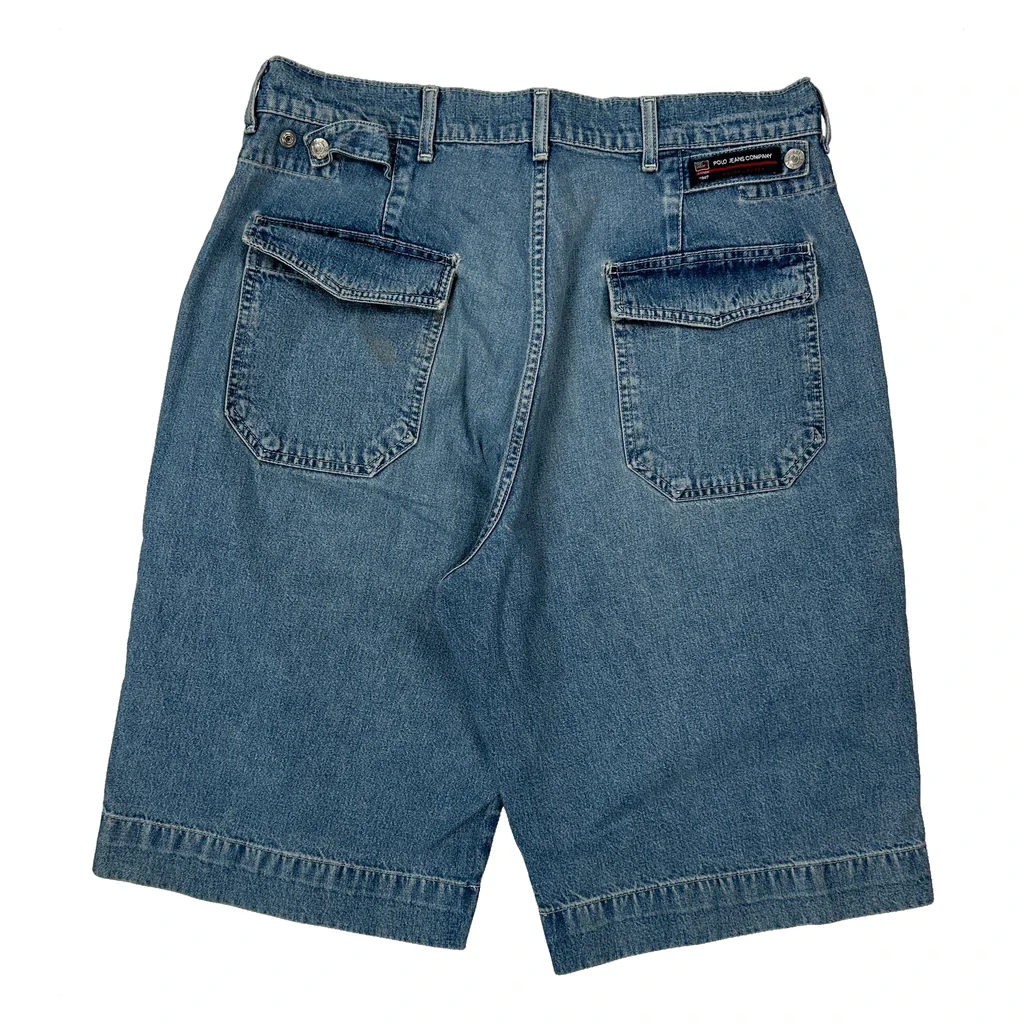 Polo By Ralph Lauren Cargo Denim Shorts - 32W 13L Blue Denim