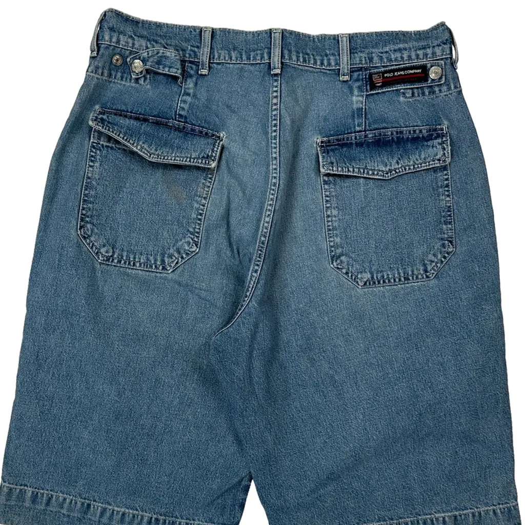 Polo By Ralph Lauren Cargo Denim Shorts - 32W 13L Blue Denim - Image 6