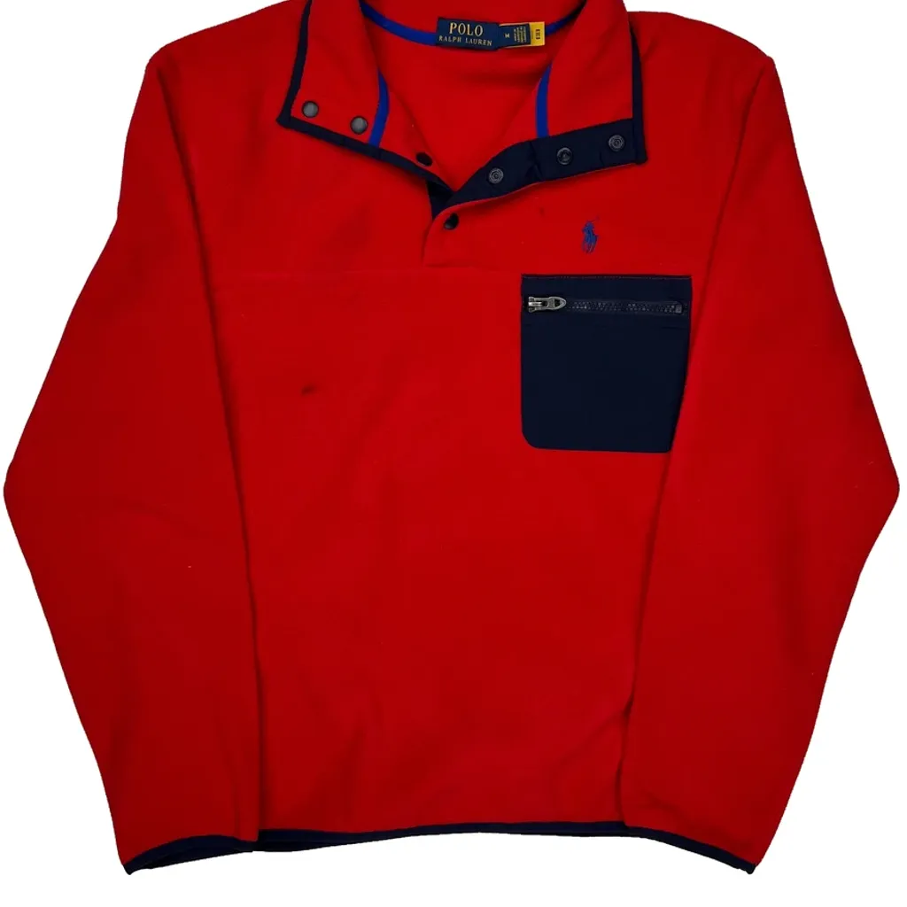 Polo By Ralph Lauren Snap T Fleece - Medium Red Cotton - Image 5