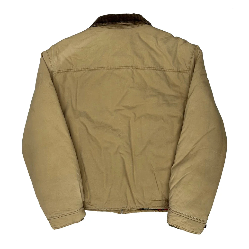 Polo By Ralph Lauren Padded Flannel Lined Harrington Jacket - Large Beige Cotton - Image 2