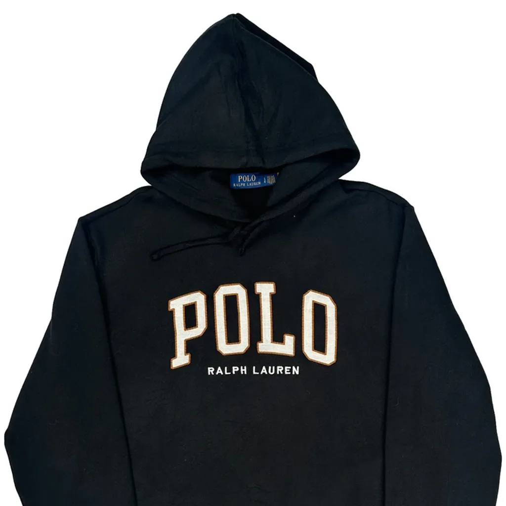Polo By Ralph Lauren Spellout Hoodie - Large Black Cotton - Image 4