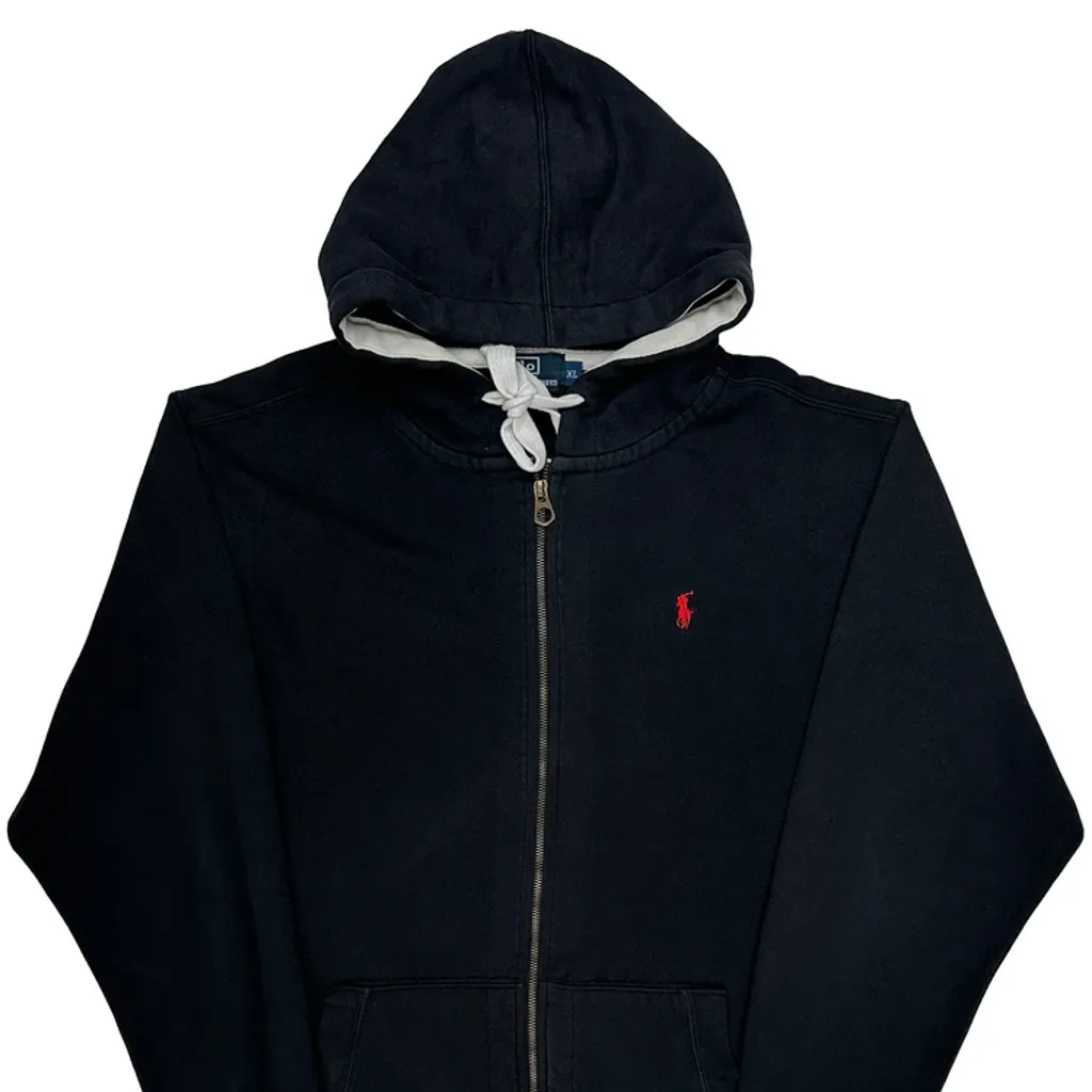 Polo By Ralph Lauren Full Zip Hoodie - XL Black Cotton - Image 4