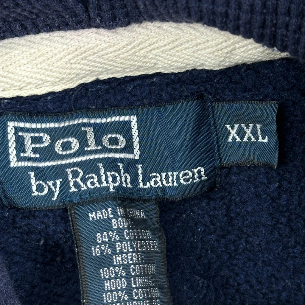 Polo By Ralph Lauren Full Zip Hoodie - 2XL Blue Cotton - Image 3