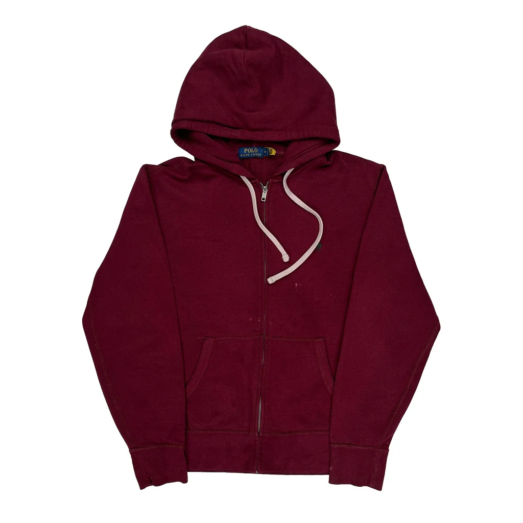 Polo By Ralph Lauren Hoodie - Medium Burgundy Cotton