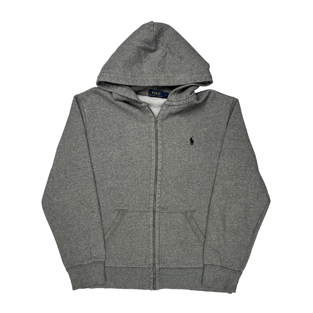 Polo By Ralph Lauren Hoodie - Large Gray Cotton Blend