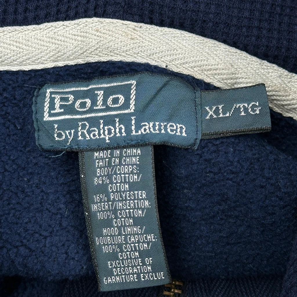 Polo By Ralph Lauren Full Zip Hoodie - XL Navy Cotton - Image 3
