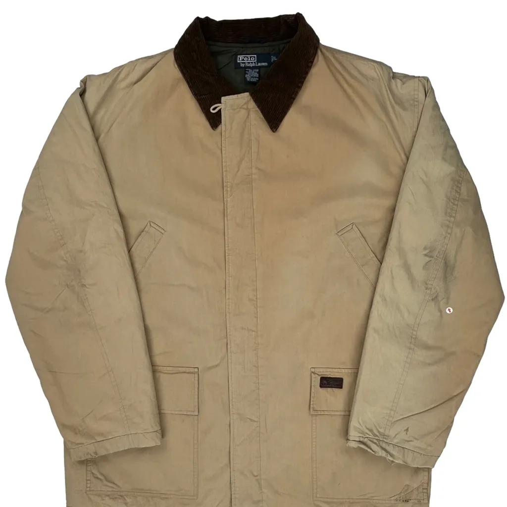 Polo By Ralph Lauren Barn Coat Jacket - Large Beige Cotton - Image 5