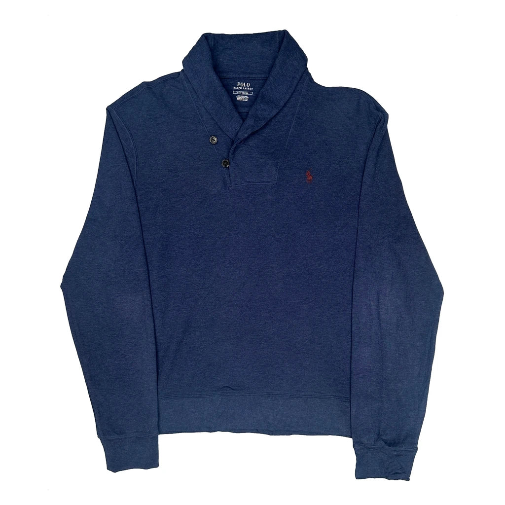 Polo By Ralph Lauren Collared Jumper - Large Blue Cotton
