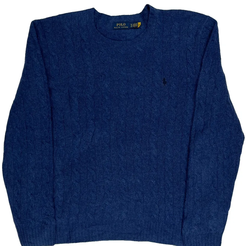 Polo By Ralph Lauren Cable Knit Jumper - XL Blue Wool - Image 4