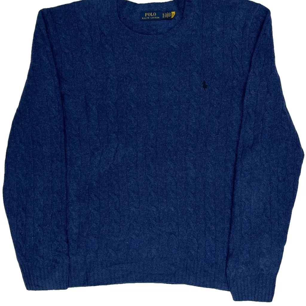 Polo By Ralph Lauren Cable Knit Jumper - XL Blue Wool - Image 5