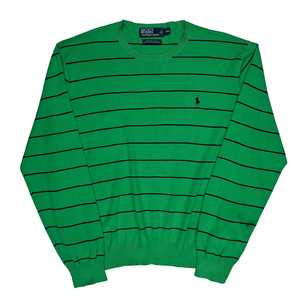 Polo By Ralph Lauren Striped Jumper - 2XL Green Cotton