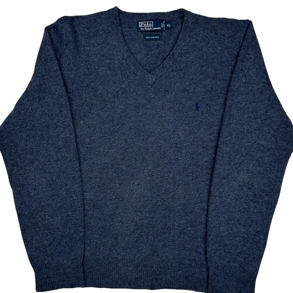 Polo By Ralph Lauren V-Neck Jumper - XL Grey Wool - Image 4