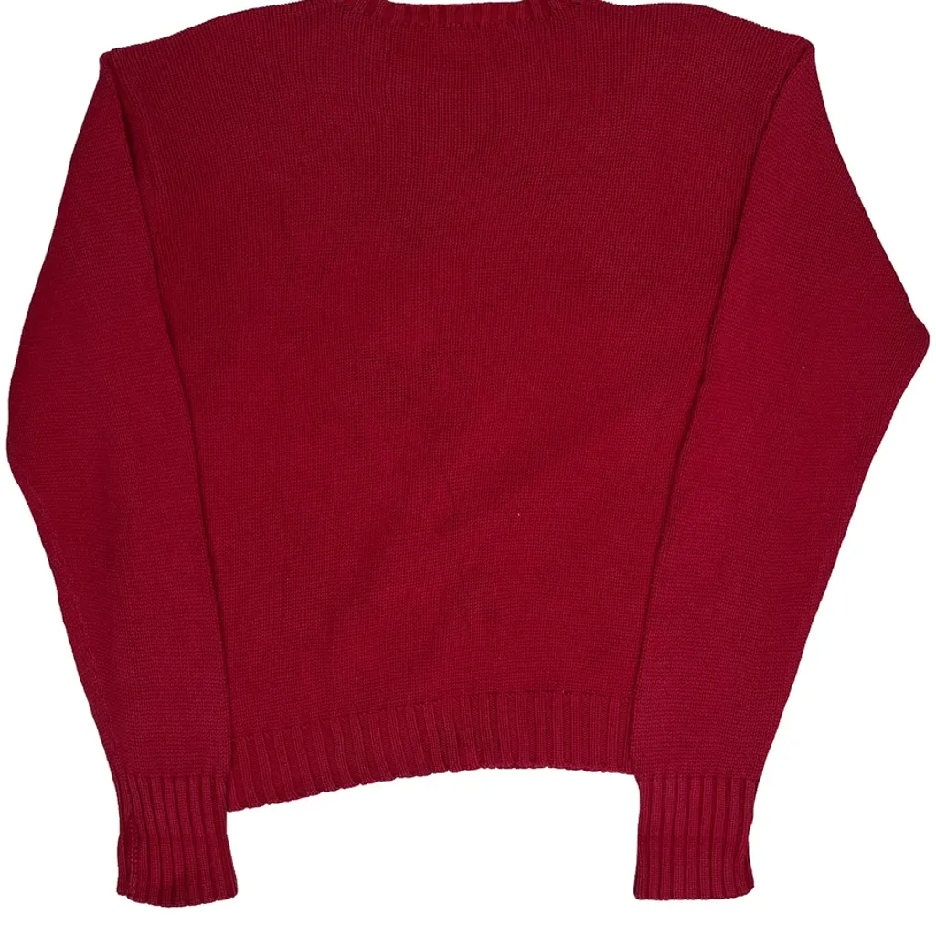 Polo By Ralph Lauren Chunky Knit Jumper - Medium Red Cotton - Image 6
