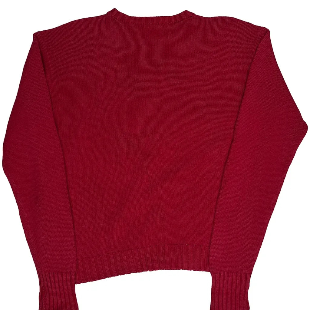 Polo By Ralph Lauren Chunky Knit Jumper - Medium Red Cotton - Image 7