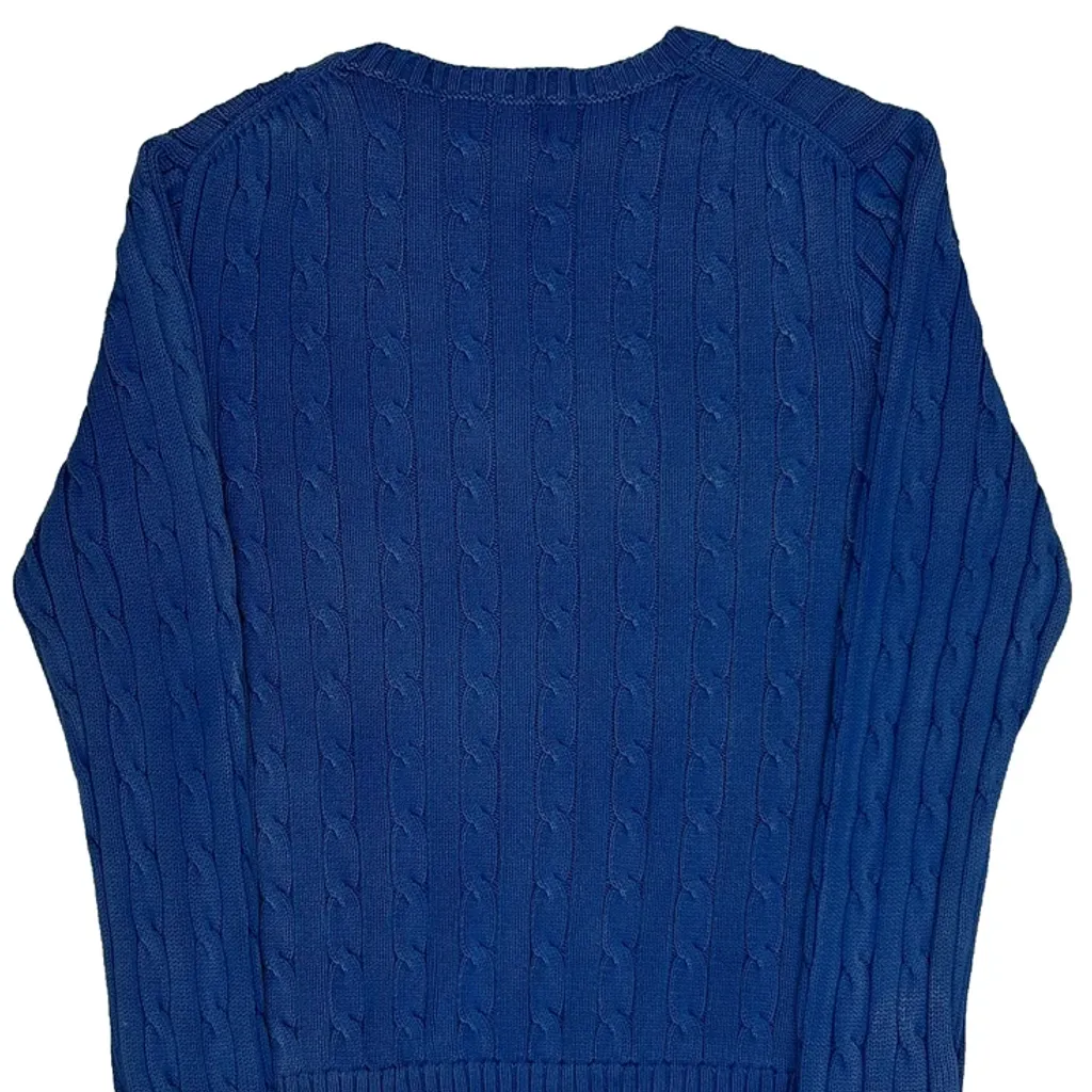 Polo By Ralph Lauren Cable Knit Jumper - Large Blue Cotton - Image 7