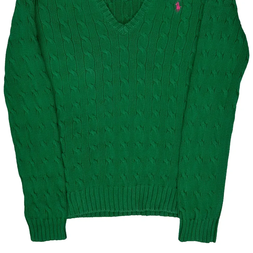 Polo By Ralph Lauren V-Neck Jumper - Small Green Cotton - Image 4