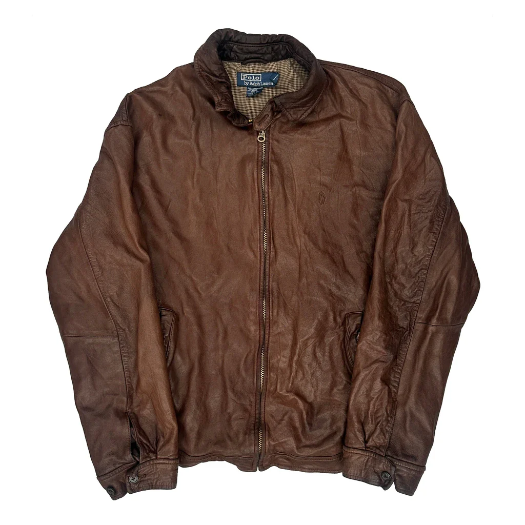 Polo By Ralph Lauren Harrington Leather Jacket - Large Brown Leather
