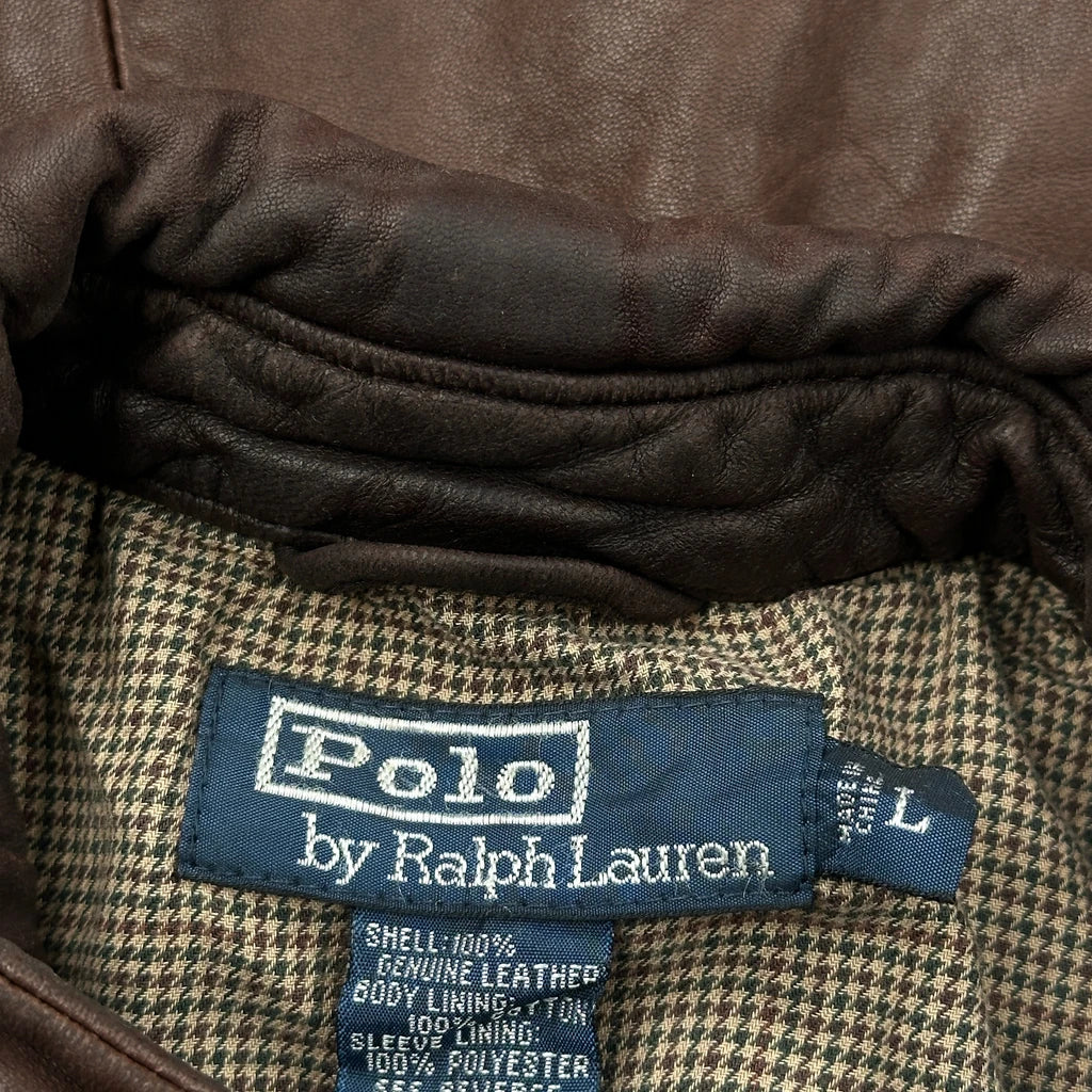 Polo By Ralph Lauren Harrington Leather Jacket - Large Brown Leather - Image 3