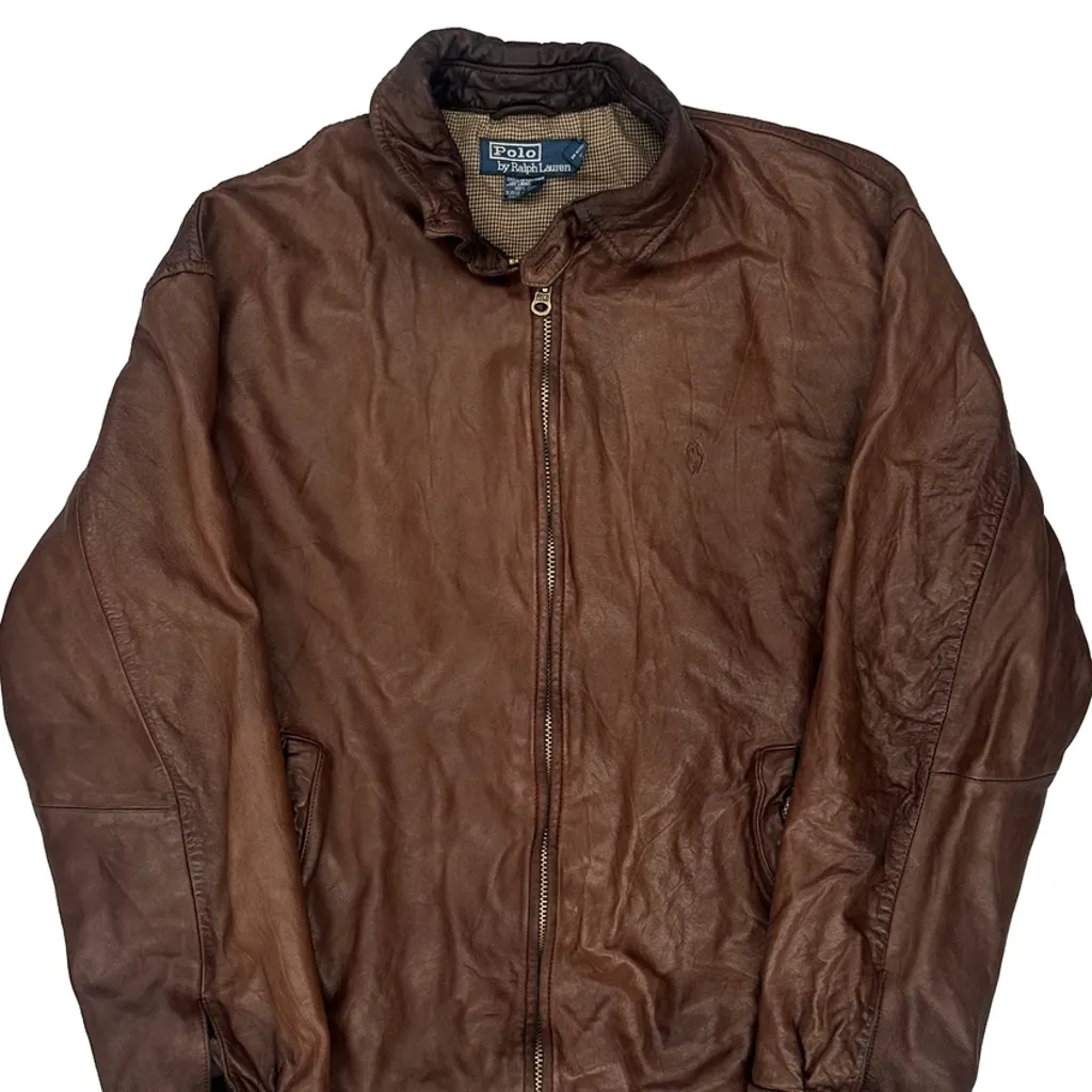 Polo By Ralph Lauren Harrington Leather Jacket - Large Brown Leather - Image 4