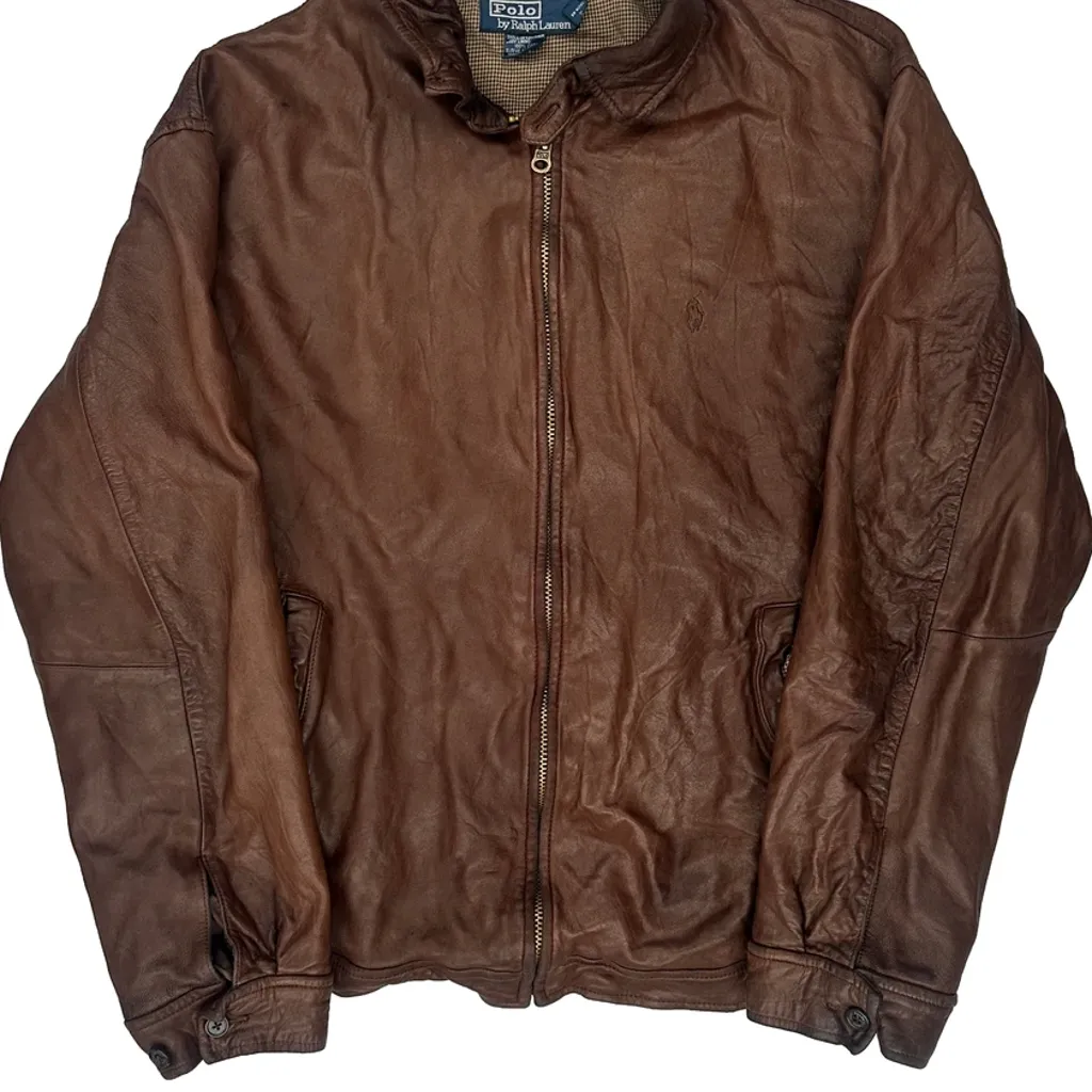 Polo By Ralph Lauren Harrington Leather Jacket - Large Brown Leather - Image 5