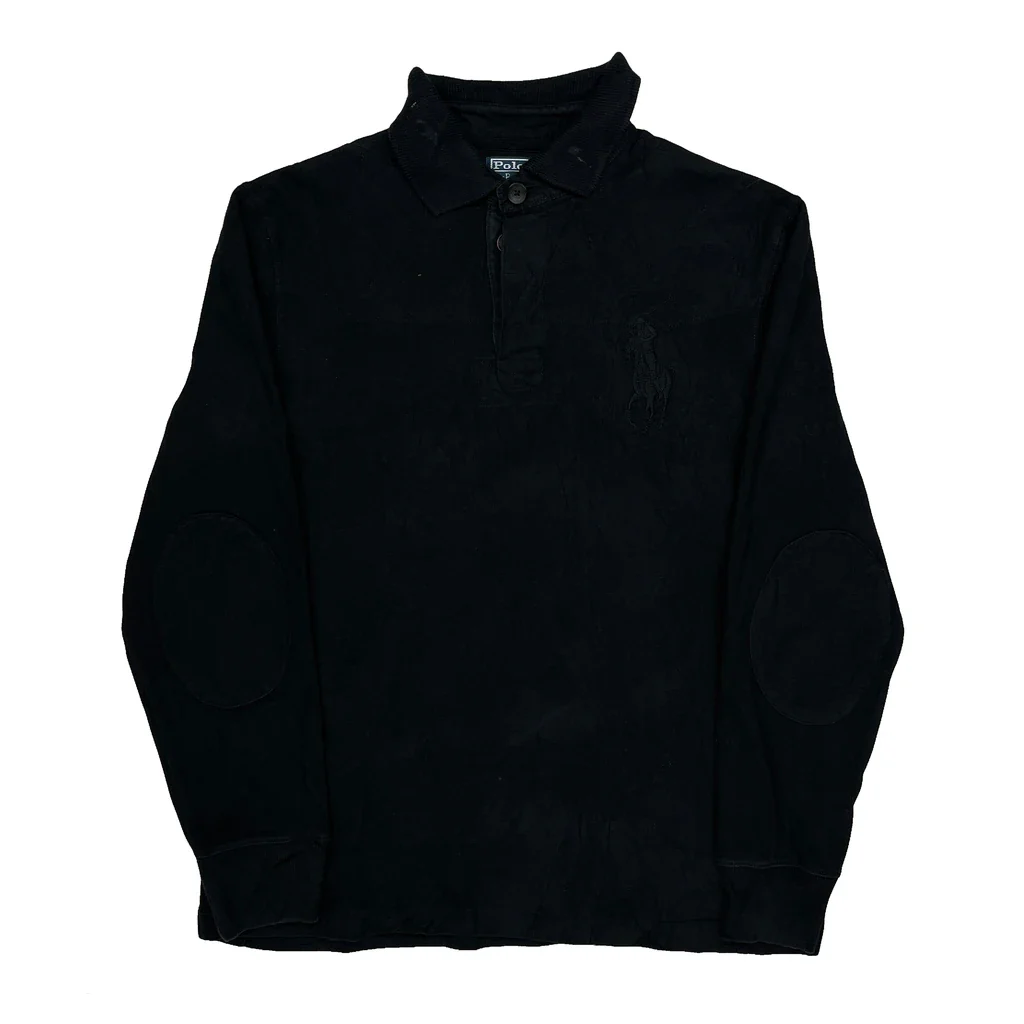 Polo By Ralph Lauren Long Sleeve Polo Shirt - Large Black Cotton
