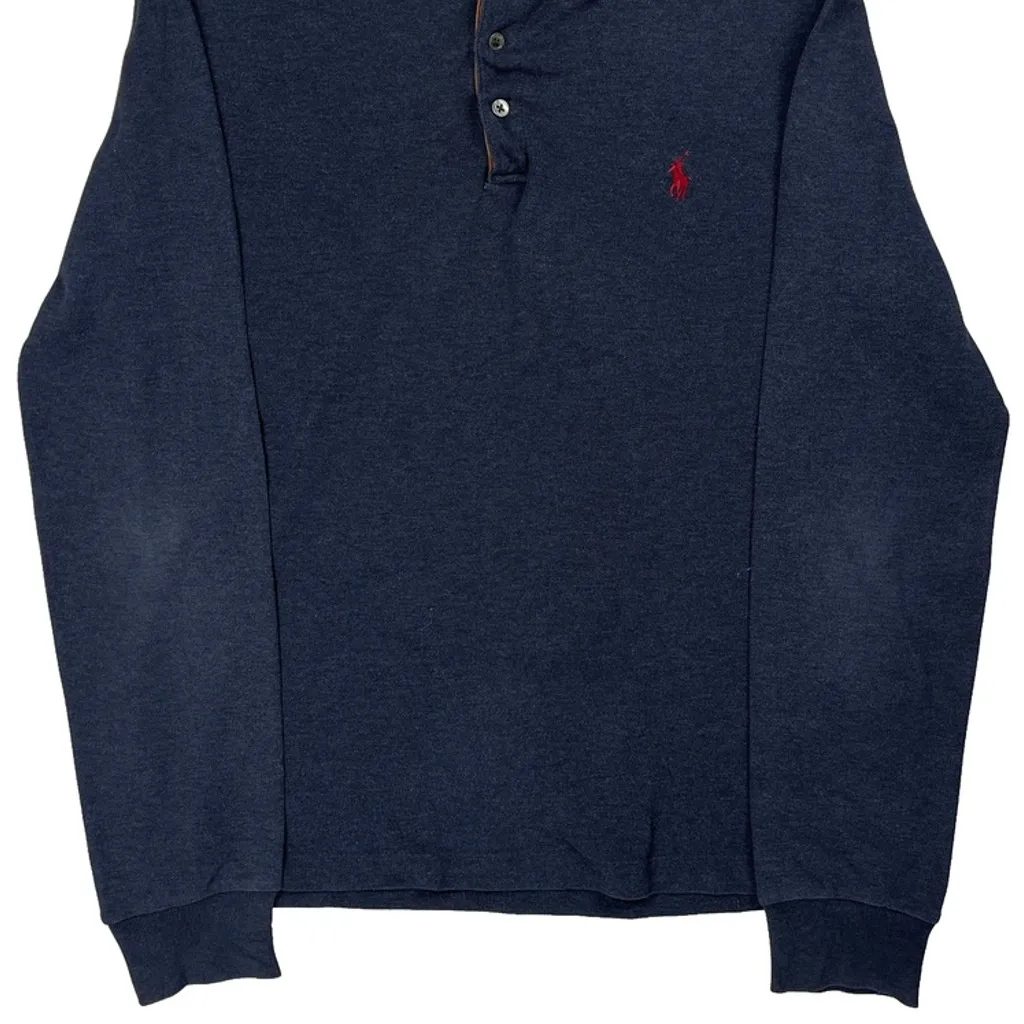 Polo By Ralph Lauren Slim Fit Long Sleeve Polo Shirt - Medium Blue Cotton - Image 5